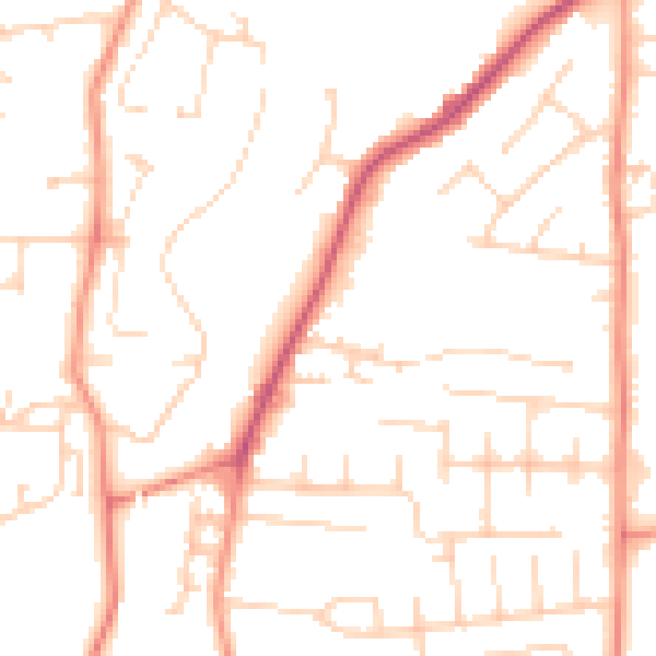 Daytime road noise heatmap for YO32 9YJ