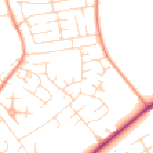 Daytime road noise heatmap for YO32 9YP