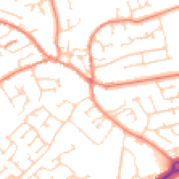 Daytime road noise heatmap for YO43 3AG
