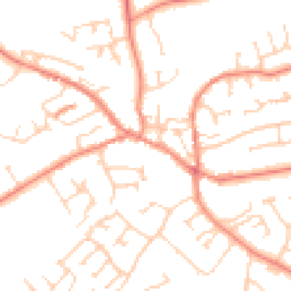 Daytime road noise heatmap for YO43 3AJ