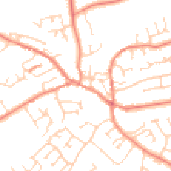 Daytime road noise heatmap for YO43 3AL