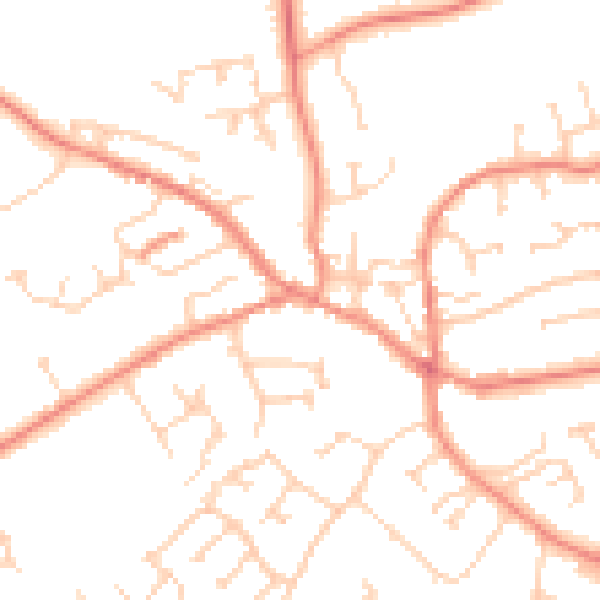 Daytime road noise heatmap for YO43 3AN