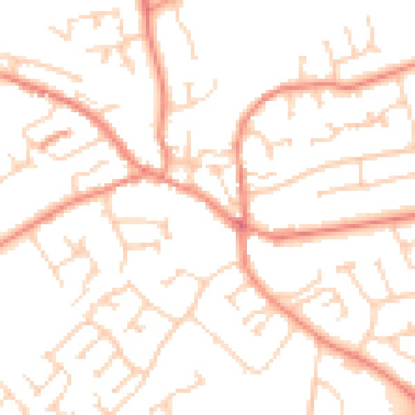 Daytime road noise heatmap for YO43 3AQ