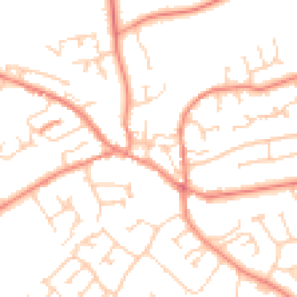 Daytime road noise heatmap for YO43 3AS