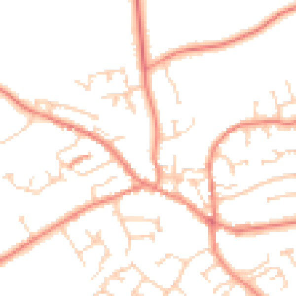 Daytime road noise heatmap for YO43 3AZ