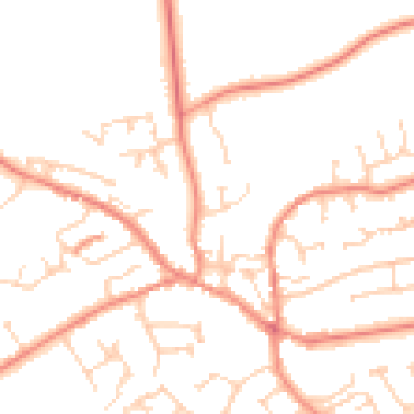 Daytime road noise heatmap for YO43 3BA