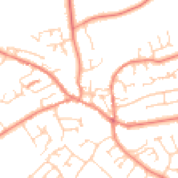 Daytime road noise heatmap for YO43 3BD