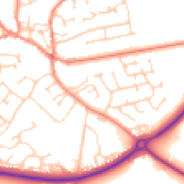 Daytime road noise heatmap for YO43 3BE