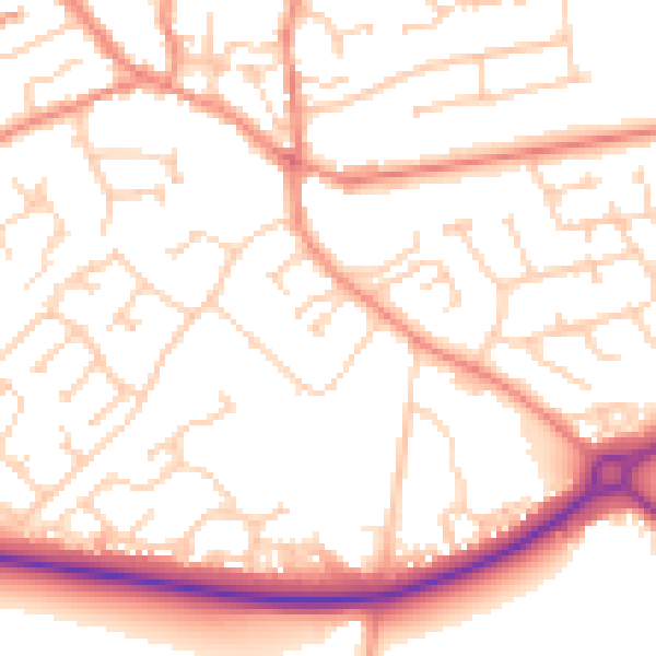 Daytime road noise heatmap for YO43 3BF