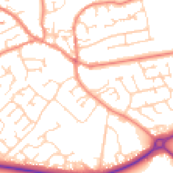 Daytime road noise heatmap for YO43 3BG