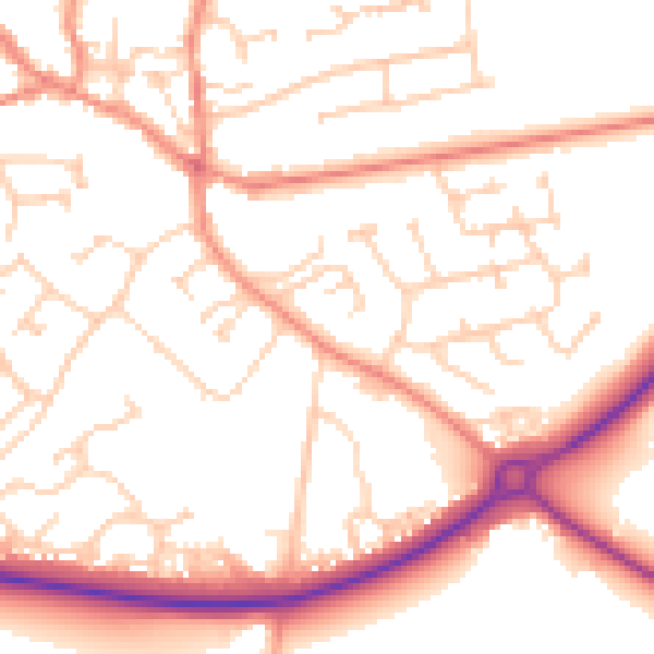 Daytime road noise heatmap for YO43 3BH