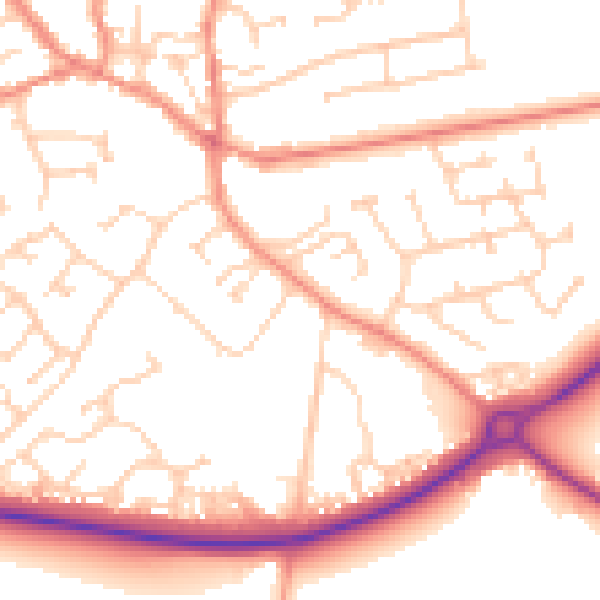 Daytime road noise heatmap for YO43 3BJ