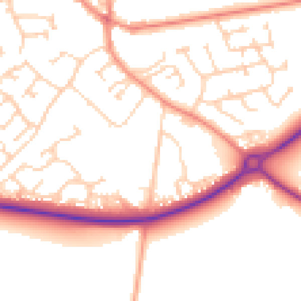 Daytime road noise heatmap for YO43 3BN