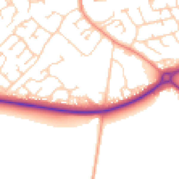 Daytime road noise heatmap for YO43 3BR