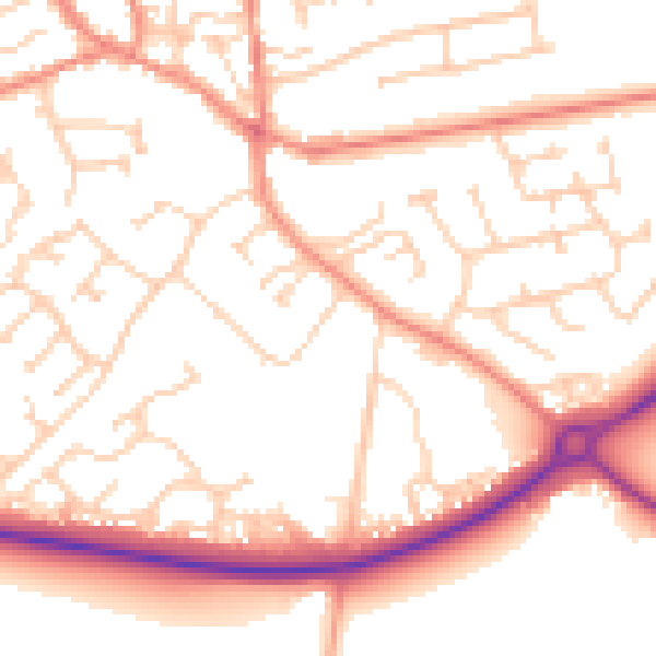 Daytime road noise heatmap for YO43 3BT