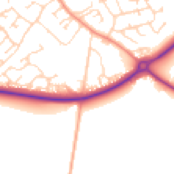 Daytime road noise heatmap for YO43 3BW