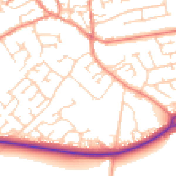 Daytime road noise heatmap for YO43 3BX