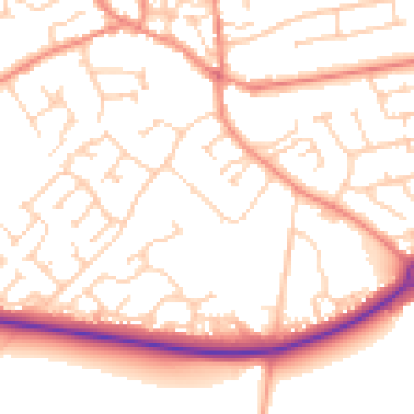 Daytime road noise heatmap for YO43 3BY