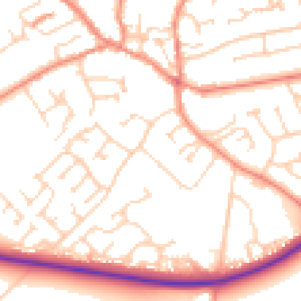 Daytime road noise heatmap for YO43 3DA