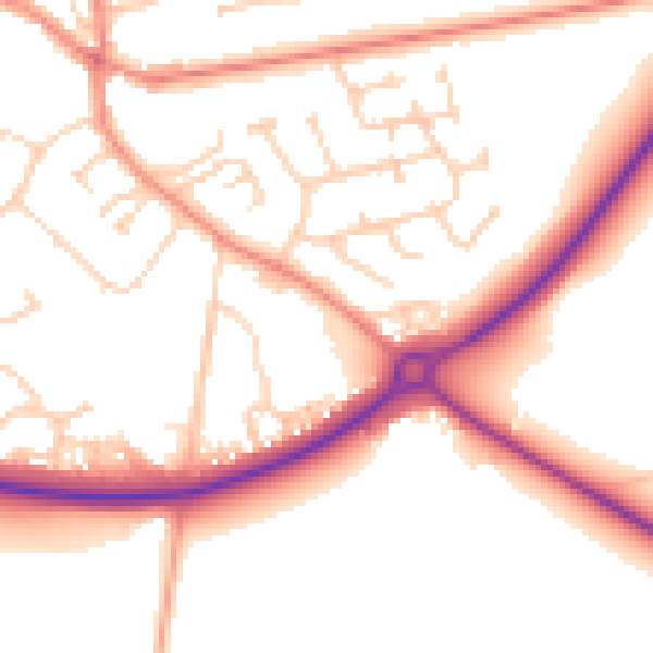 Daytime road noise heatmap for YO43 3DB