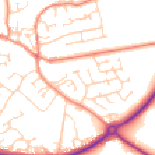 Daytime road noise heatmap for YO43 3DG