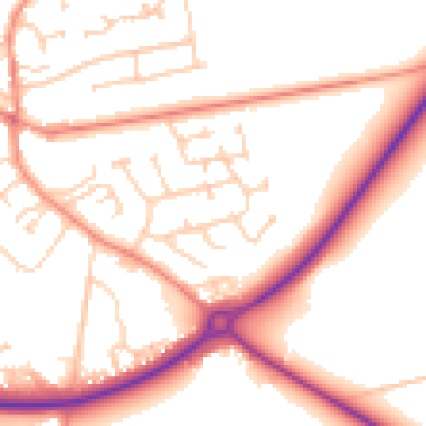 Daytime road noise heatmap for YO43 3DL
