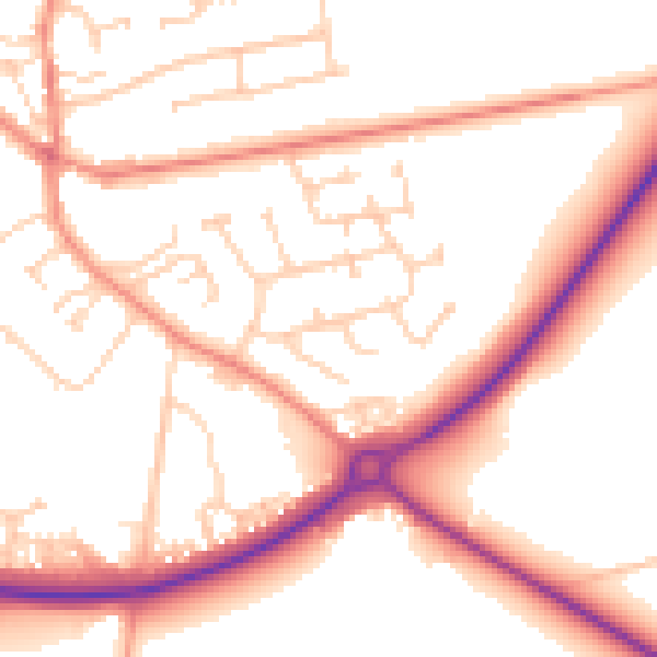 Daytime road noise heatmap for YO43 3DN