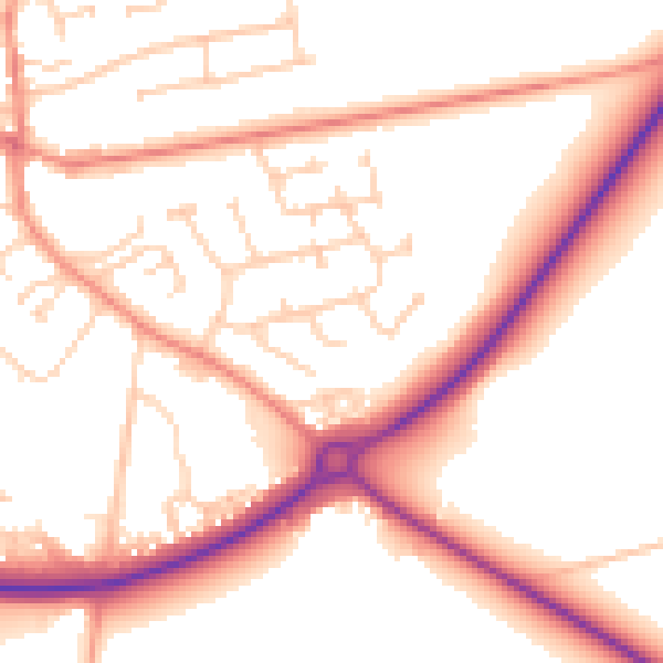 Daytime road noise heatmap for YO43 3DP
