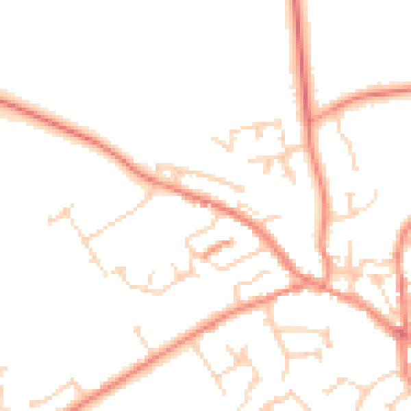 Daytime road noise heatmap for YO43 3EE