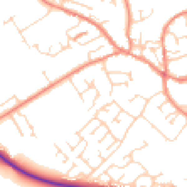 Daytime road noise heatmap for YO43 3EL