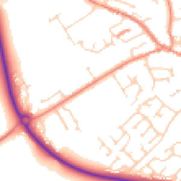 Daytime road noise heatmap for YO43 3EW