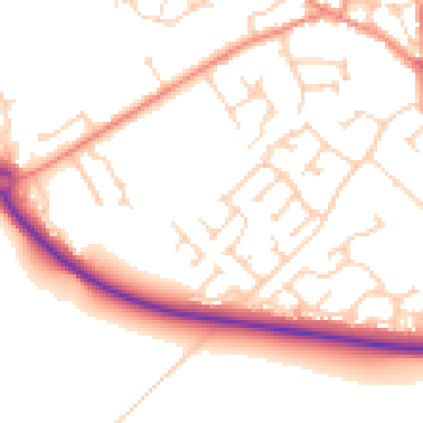 Daytime road noise heatmap for YO43 3FQ