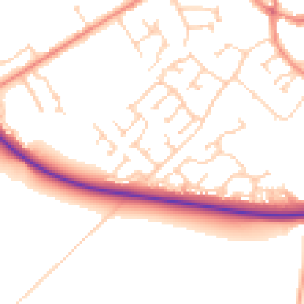 Daytime road noise heatmap for YO43 3FU