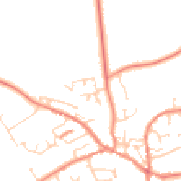 Daytime road noise heatmap for YO43 3GE