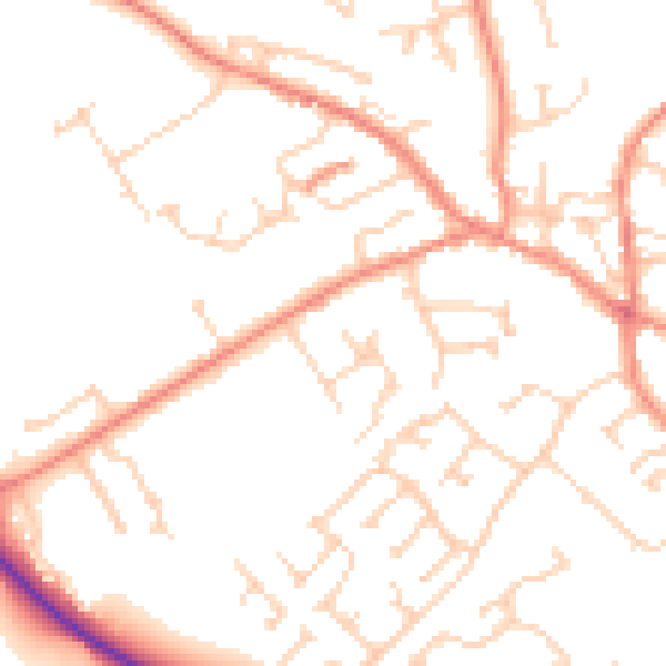 Daytime road noise heatmap for YO43 3GN