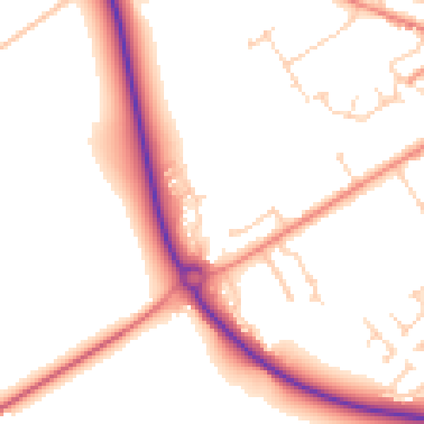 Daytime road noise heatmap for YO43 3GU