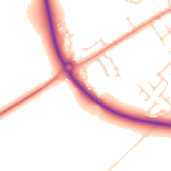 Daytime road noise heatmap for YO43 3GY