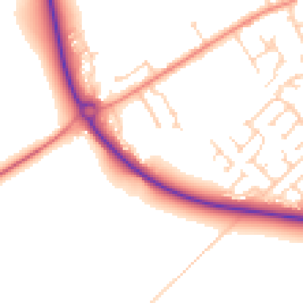 Daytime road noise heatmap for YO43 3GZ