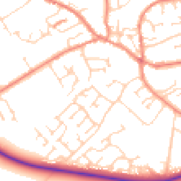 Daytime road noise heatmap for YO43 3JU