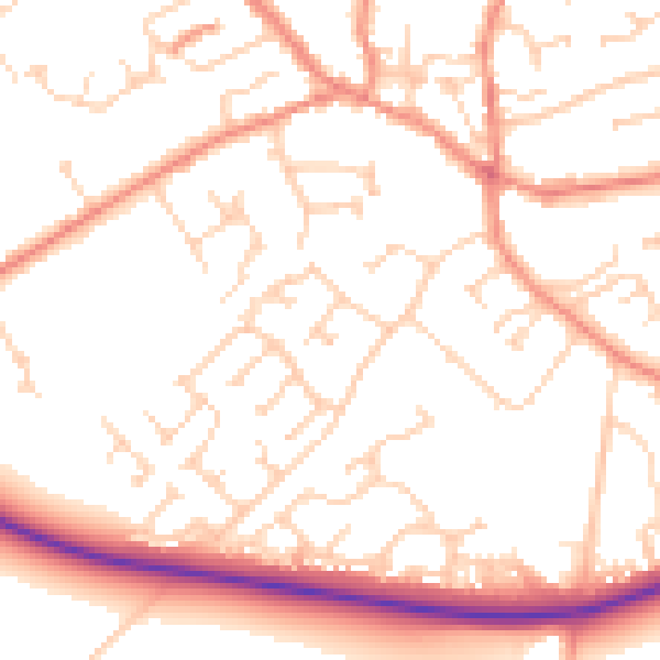 Daytime road noise heatmap for YO43 3JY
