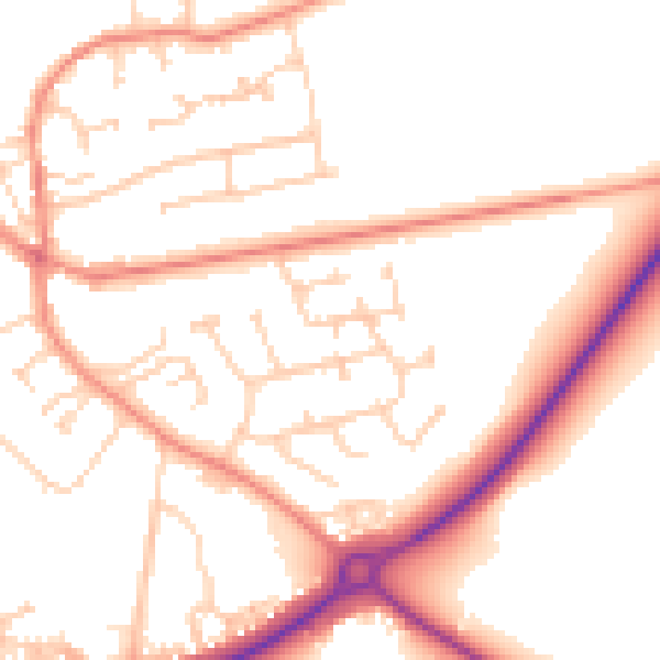 Daytime road noise heatmap for YO43 3NY