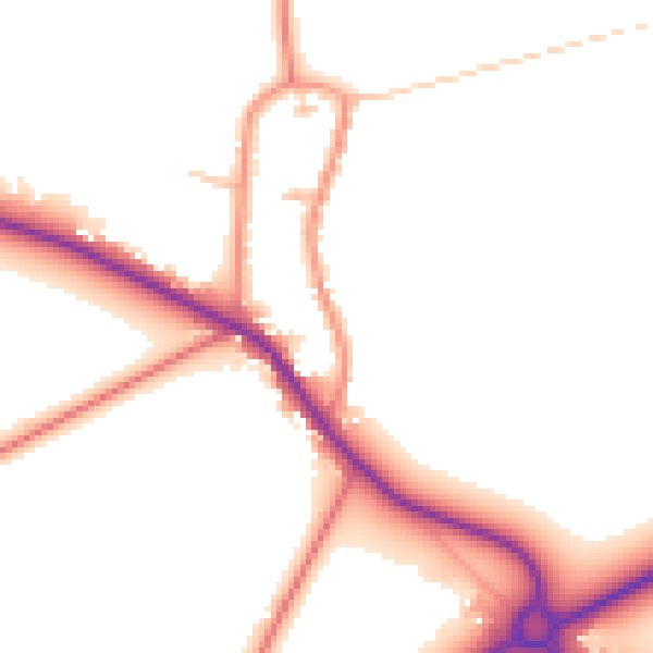 Daytime road noise heatmap for YO43 3PE