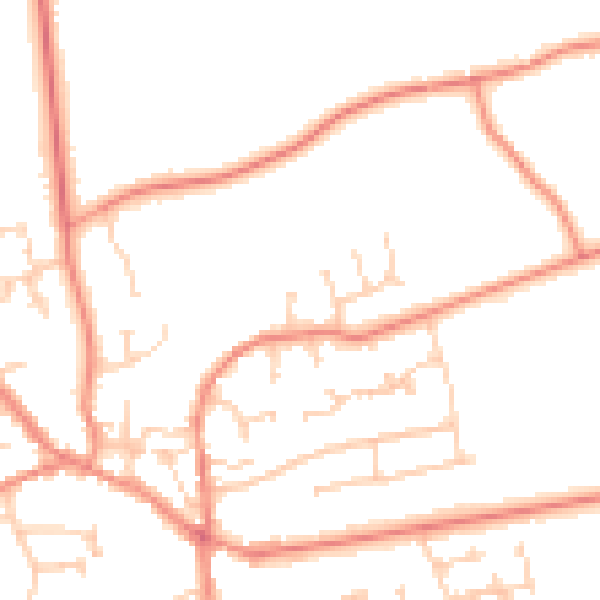 Daytime road noise heatmap for YO43 3QN