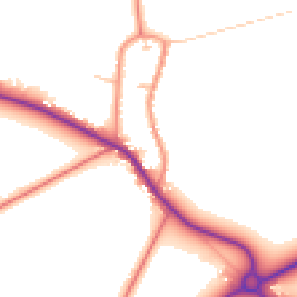 Daytime road noise heatmap for YO43 3QP