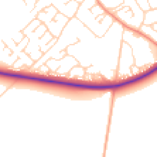 Daytime road noise heatmap for YO43 3RE