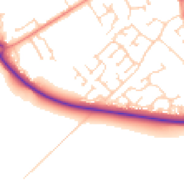 Daytime road noise heatmap for YO43 3RU
