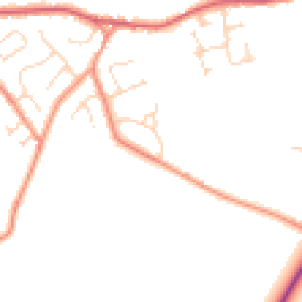 Daytime road noise heatmap for YO43 4AP