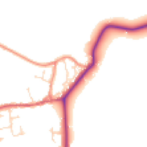 Daytime road noise heatmap for YO43 4BG