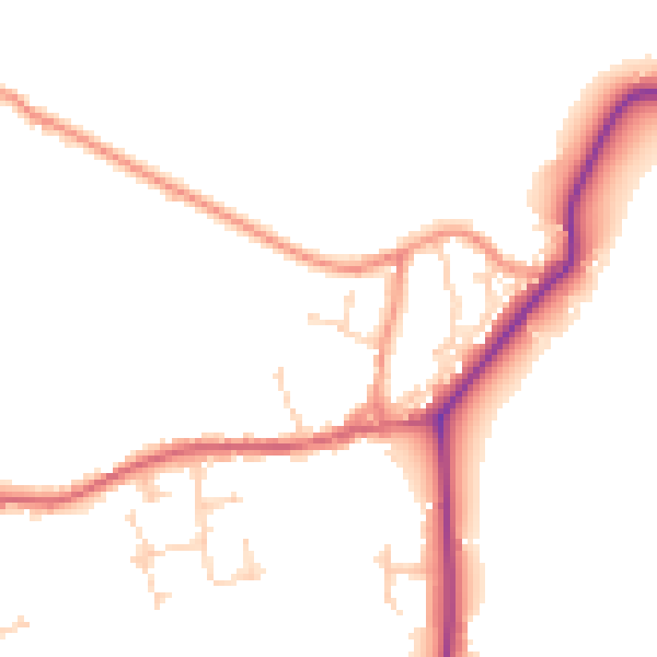 Daytime road noise heatmap for YO43 4BL