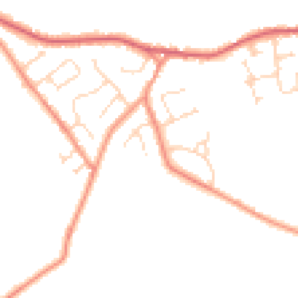 Daytime road noise heatmap for YO43 4BQ